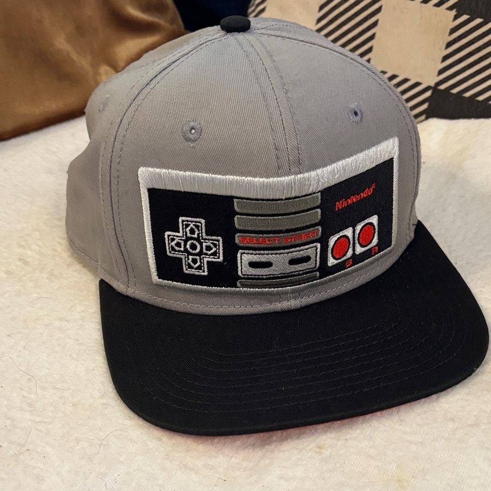 Nintendo Gray and Black Snapback Hat with Retro Controller Patch